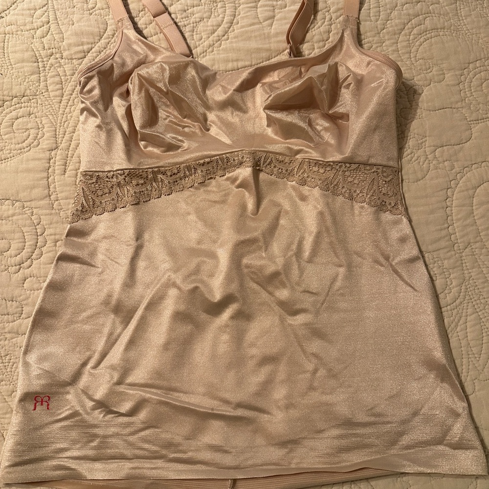 Ruby Ribbon Shimmering Beige Lace Cami